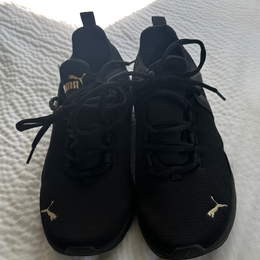Puma Black Shoes with Gold Details